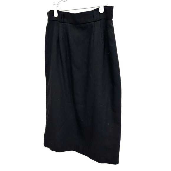 Vintage Pearl Gordon Black Pencil Skirt High Waist Knee Length Size 14 - Picture 3 of 10